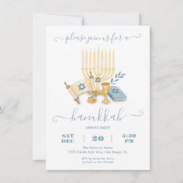 Convite Modern Hanukkah Party watercolor