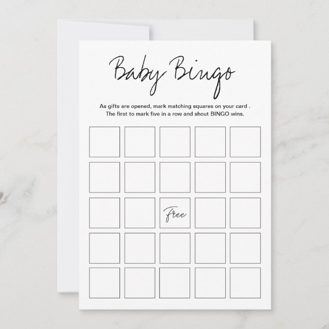 Convite Modern Harlow Baby Shower Bingo Printable Game (Frente)