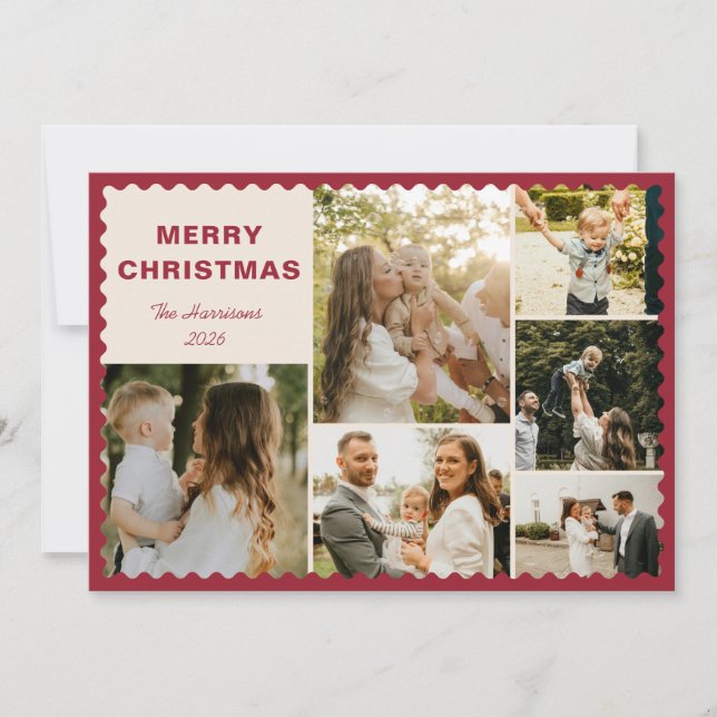 Convite Modern Holiday Card with Photo Collage (Frente)
