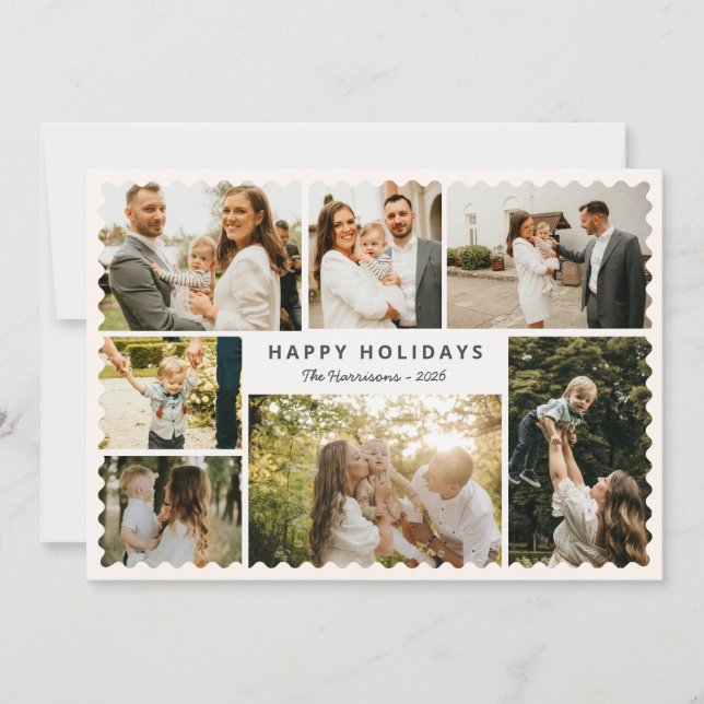 Convite Modern Holiday Card with Photo Collage (Frente)