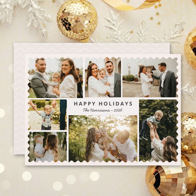 Convite Modern Holiday Card with Photo Collage (Criador carregado)