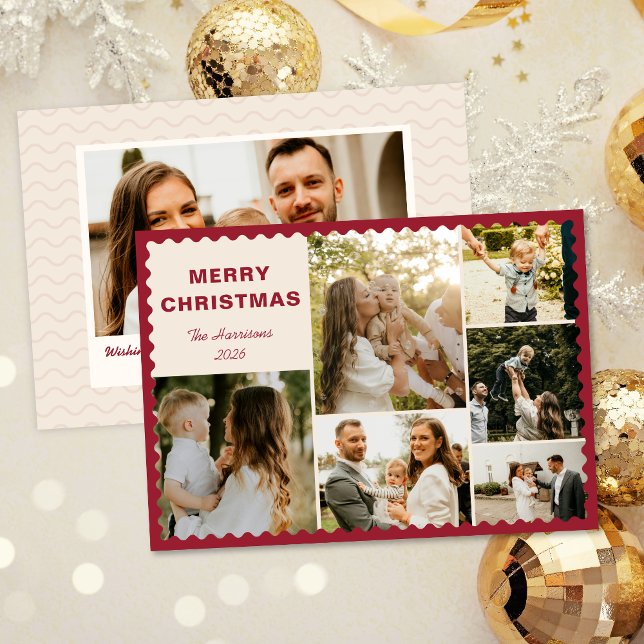 Convite Modern Holiday Card with Photo Collage (Criador carregado)