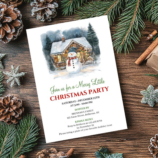 Convite Modern Holiday Scene Watercolor Christmas Invite (Modern Holiday Scene Watercolor Christmas Invite)