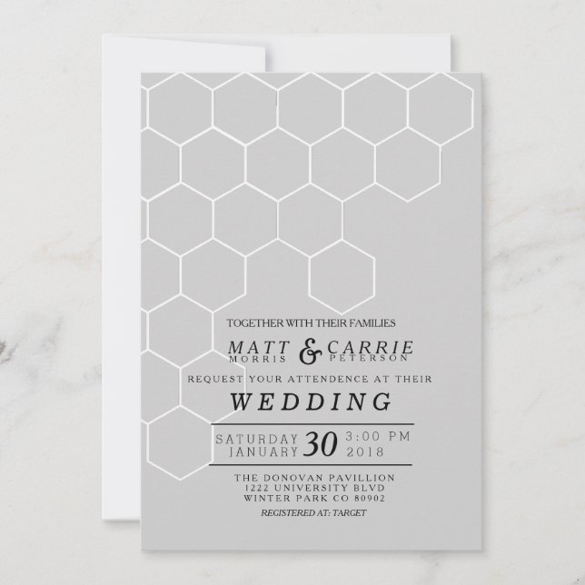 Convite Modern Honeycomb Wedding (Frente)