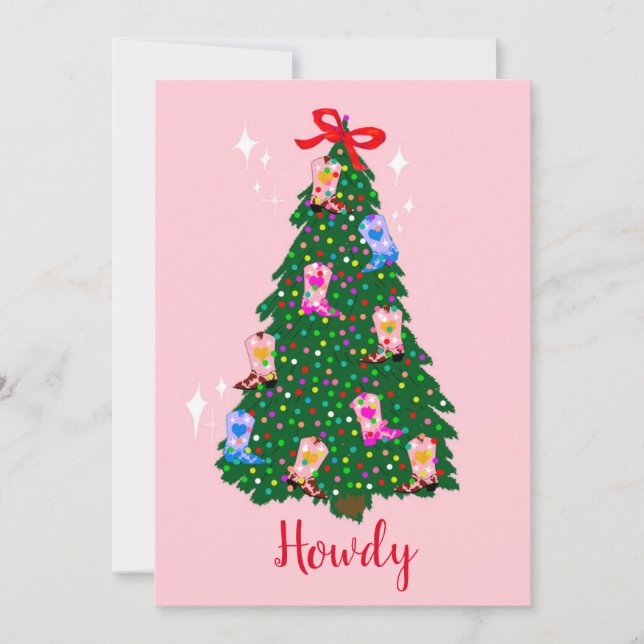 Convite Modern Howdy Cowgirl Western Boots Natal (Frente)