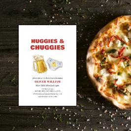 Convite Modern Huggies Chuggies Beer & Diaper Baby Shower
