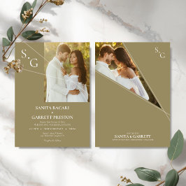 Convite Modern Intersecting Lines Photo Wedding Invitation