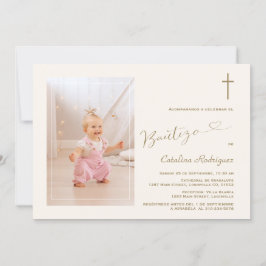 Convite Modern Invitación De Bautizo Hija Photo Girl