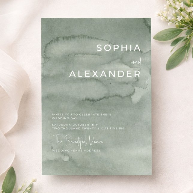 Convite Modern Invitation Watercolor Wedding.   (Criador carregado)