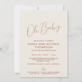 Convite Modern ivory Baby Shower Elegant Script