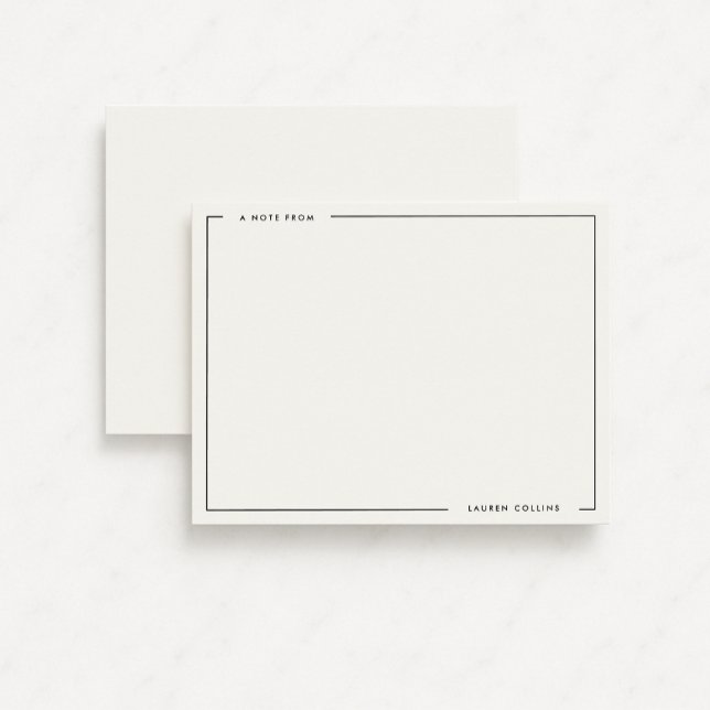 Convite Modern Ivory Black Border Stationery Note Card (Criador carregado)