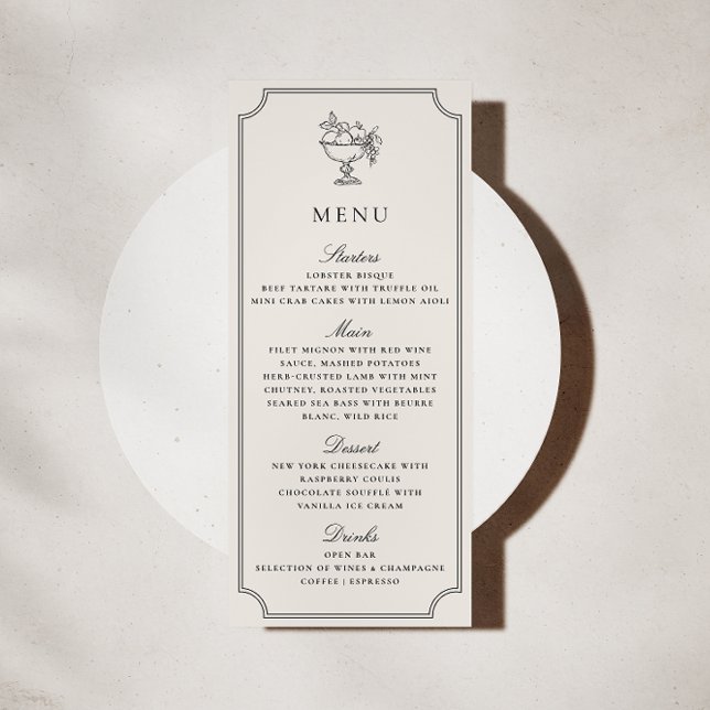 Convite Modern Ivory Double Frame Elegant Wedding Menu (Criador carregado)