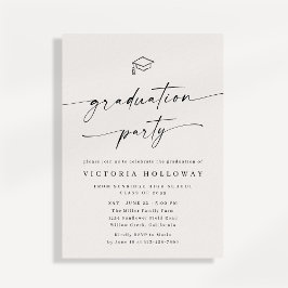 Convite Modern Ivory Non Photo Graduation Party Invitation