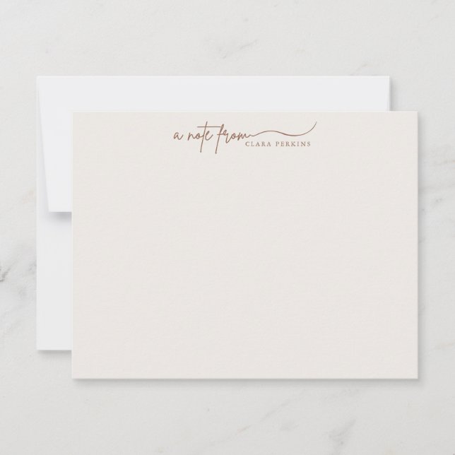 Convite Modern Ivory Script Personalized Note Card (Frente)
