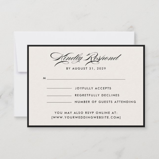 Convite Modern Ivory Script RSVP Card (Frente)