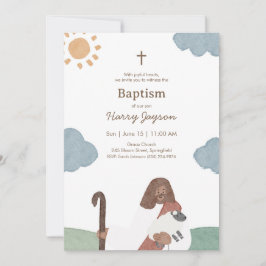 Convite Modern Jesus And Lamb Baptism 