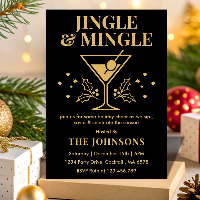 Convite Modern Jingle & Mingle Christmas Cocktail Party (Criador carregado)