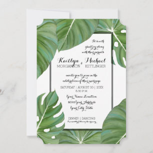 Convite Modern Jungle Topical Beach Coastal Deixa Casament