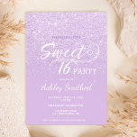 Convite Modern lavender glitter ombre purple Sweet 16<br><div class="desc">A modern,  pretty faux lavender glitter shower ombre with purple color block Sweet 16 birthday party invitation with elegant typography  with purple ombre pattern. Perfect for a princess Sweet sixteen.</div>