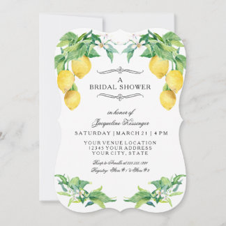 Convite Modern Lemon Citrus Floral Elegant Bridal Shower