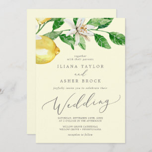 Convite Modern Lemon Garden   Casamento amarelo