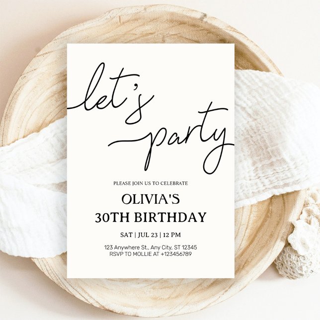 Convite Modern Let’s Party 30th Birthday (Criador carregado)