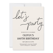 Modern Let's Party 100th Birthday