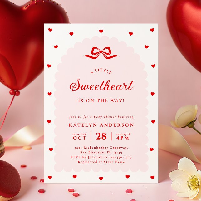 Convite Modern Little Sweetheart Baby Shower Invitation (Criador carregado)