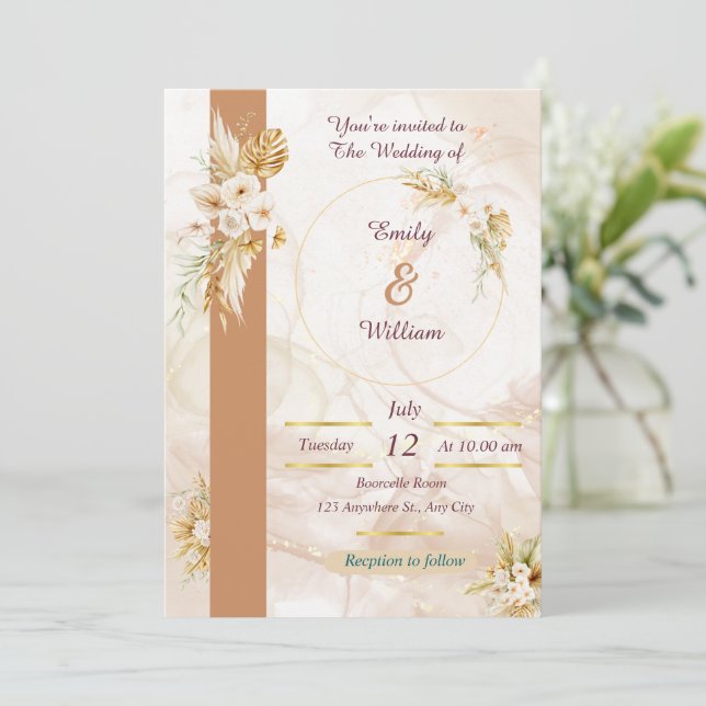 Convite Modern Luxe Wedding Invitation (Em pé/Frente)