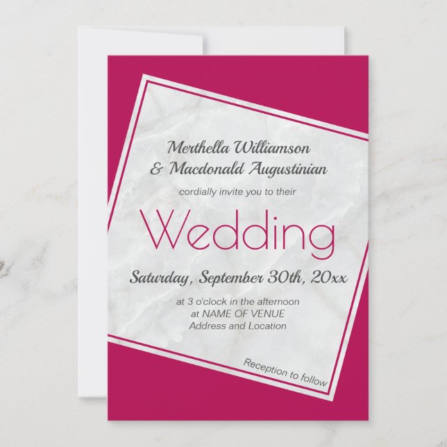 Convite Modern Magenta Wedding (Frente)