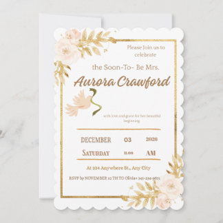 Convite Modern Magpie Botanical Border Bridal Shower Invit