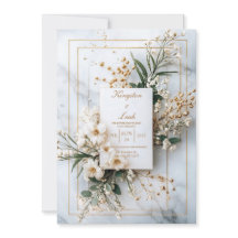 Modern Marble e Dourado Casamento Floral