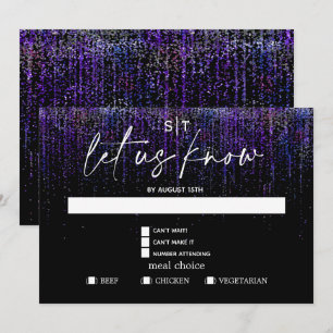 Convite Modern Meal Choice RSVP Edgy Purple Glitter