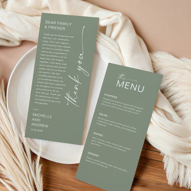 Convite Modern Menu Card and Thank you Message (Criador carregado)