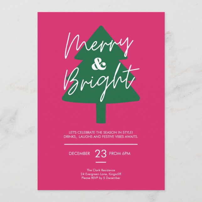Convite Modern Merry & Bright Christmas Party  (Frente)