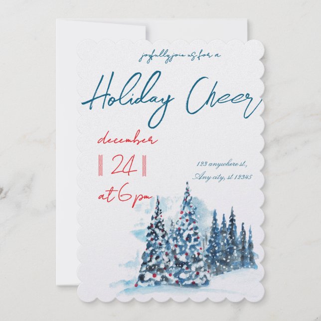 Convite Modern Merry Christmas Party  (Frente)