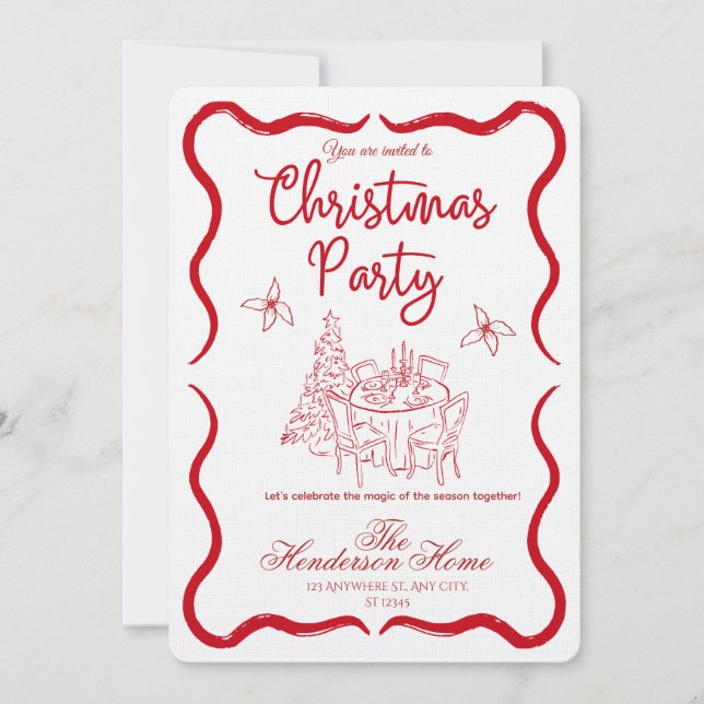 Convite Modern Merry Christmas Party Invitation (Frente)