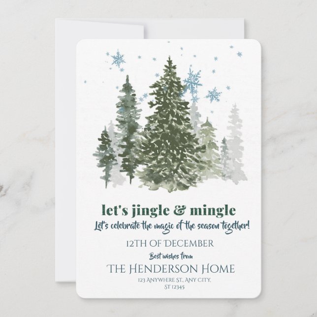 Convite Modern Merry Christmas Party Invitation (Frente)