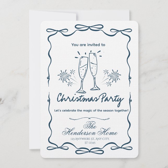 Convite Modern Merry Christmas Party Invitation (Frente)