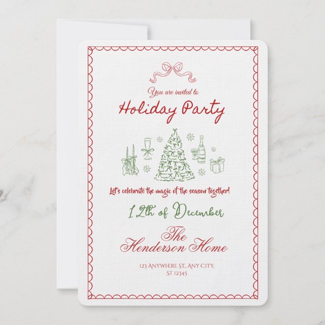 Convite Modern Merry Christmas Party Invitation (Frente)