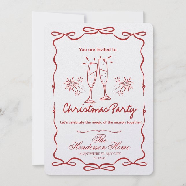 Convite Modern Merry Christmas Party Invitation (Frente)