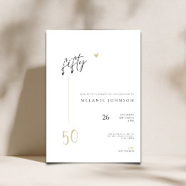 Convite Modern Minimal 50th Birthday Party Invitation