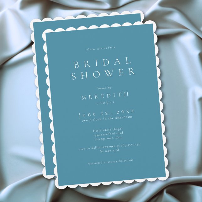 Convite Modern Minimal Elegant French Blue Bridal Shower (Modern Minimal Elegant French Blue Bridal Shower Invitation)