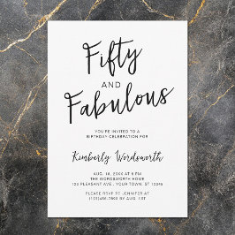 Convite Modern Minimal Fifty and Fabulous 50th Birthday