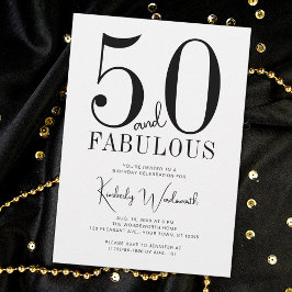 Convite Modern Minimal Fifty and Fabulous 50th Birthday