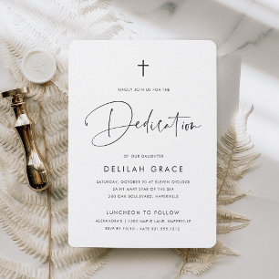 Convite Modern Minimal Handwritten Script Baby Dedication