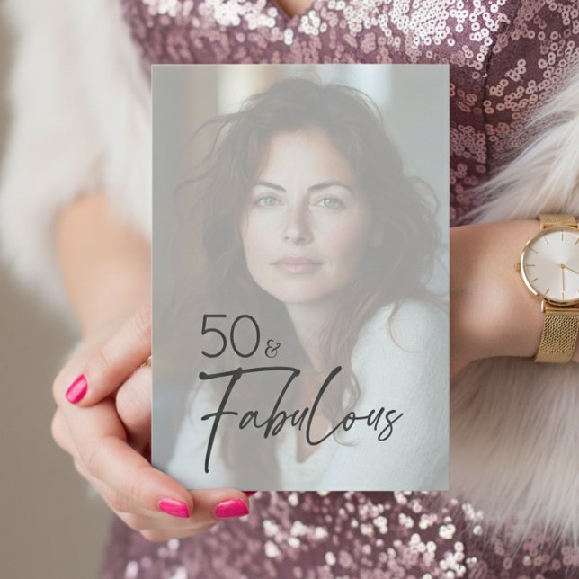 Convite Modern Minimal Photo Fifty & Fabulous Birthday (Criador carregado)