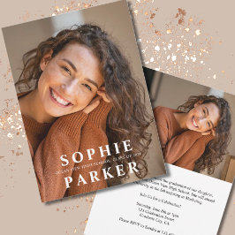Convite Modern Minimal Photo Graduation Announcement