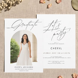 Convite Modern Minimal Photo Graduation Party Invitation