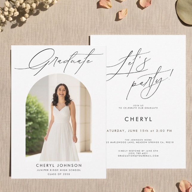 Convite Modern Minimal Photo Graduation Party Invitation (Criador carregado)